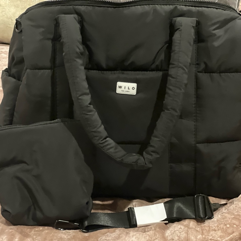 Black Quilted Travel Bag with Padded Handles